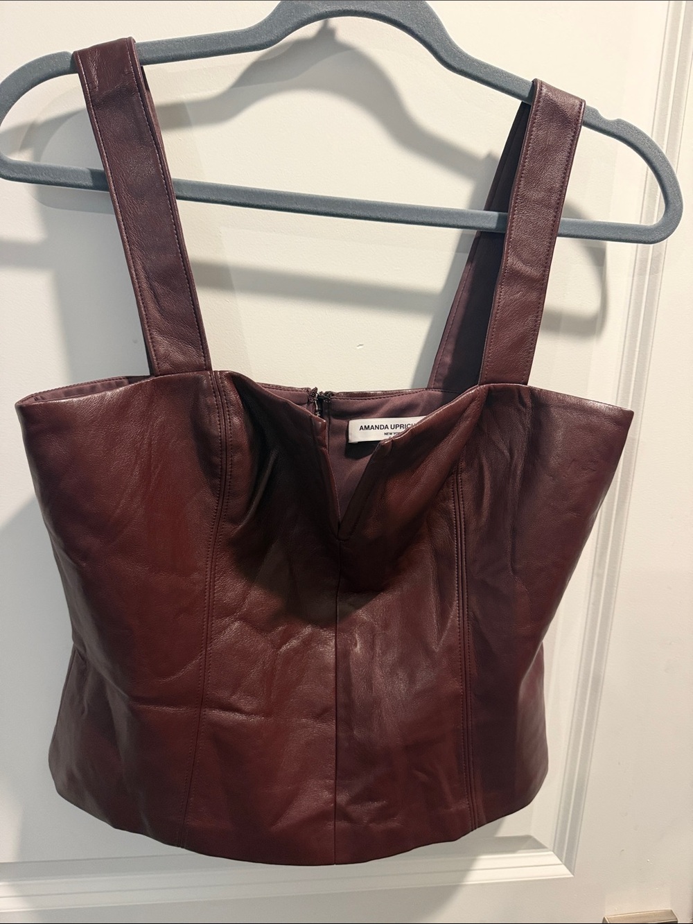 Amanda Uprichard Burgundy Leather Bustier